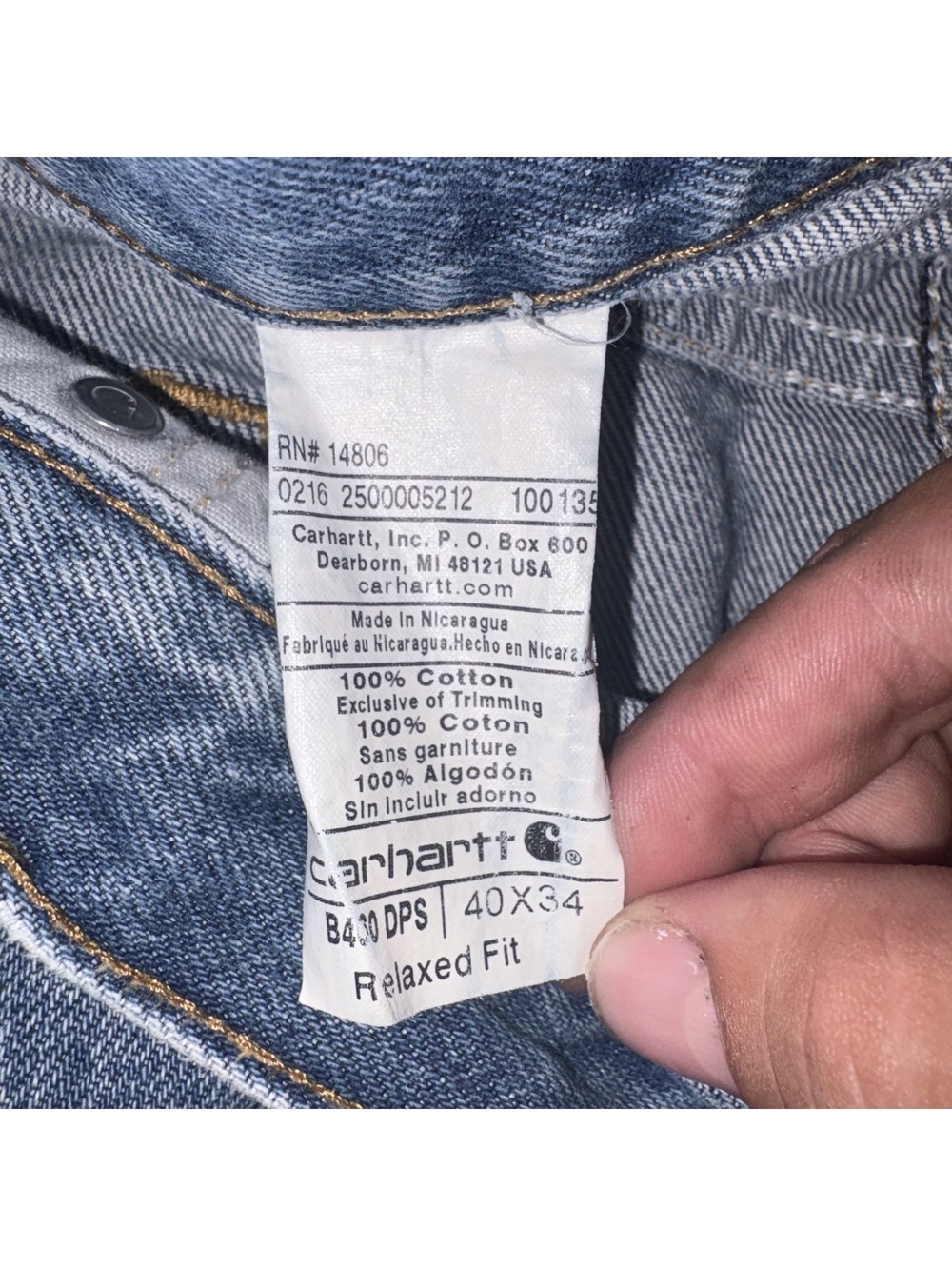 Carhartt Relaxed Fit Denim Work Jeans Mens 40x34 Utility Casual Denim Pants - Picture 7 of 9